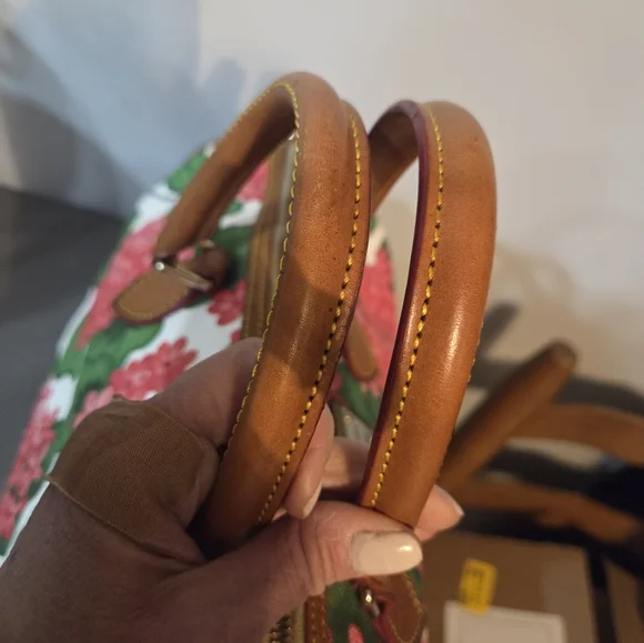 Dooney & Bourke Pink and Green Floral Satchel With Coin Case - Picture 11 of 16